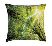 Woods, The Warm Spring Sun Shining Through The Canopy Of Tall Beech Trees Romantic Scene Cushion Covers Lovely Cushion Cover Soft Throw Pillow Case For Living Room Home Bedroom 45X45Cm