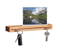WOODS Wooden Key Holder with Shelf - Modern Wall Decoration, Handmade in Bavaria - Oak, 30 cm