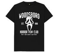 Woodsboro 1996 Horror Film Club What's Your Favourite Scary Movie Kids Womens Mens T Shirt 14-15 Black