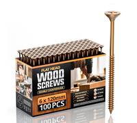 Woodscrews Multi Purpose Flat Head Wood Screws, 6 x 120mm 100pcs, Zinc Galvanized Single Thread Wood Screws Kit, Self Tapping Assortment Ideal for Diy,Furniture Fix, and Repairs