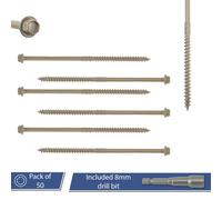 Woodside 150mm Hex Head Exterior Decking/landscaping Fixing Screws, Pack Of 50