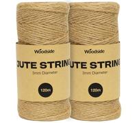 Woodside 3mm x 120m Natural Jute String Twine 2 Pack - Strong, Durable Garden, Craft & DIY Rope - Eco-Friendly Biodegradable Twine