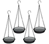 Woodside 4 Pack Round Hanging Bird Feeding Trays Heavy Duty Mesh Wild Bird Feeders With Triple Chains