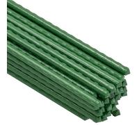 Woodside 50 X Green Garden Plant Stakes, Coated Steel Support Spikes, 11mm X 120Cm