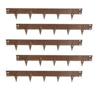 Woodside 5M Rust Finish Steel Lawn Border Edging Set Flexible Rustic Garden Border Panels With Ground Spikes