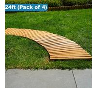 Woodside 6Ft Curved Roll Out Garden Walkway Flexible Fir Wood Pathway For Lawns & Borders 4 Pack