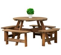 Woodside 8 Seater Round Outdoor Pressure Treated Pub Bench/garden Picnic Table