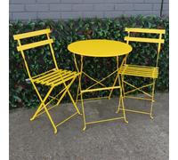 Woodside Aylsham Outdoor Garden Patio Folding Table & Chair Bistro Set, Yellow