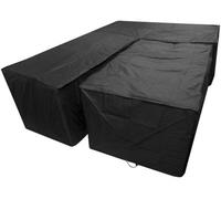 Woodside Black L Shape Outdoor Dining Waterproof Patio Set Cover Rattan, Medium Left Side Long