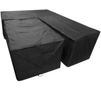 Woodside Black L Shape Outdoor Dining Waterproof Patio Set Cover Rattan, Medium Right Side Long