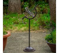 Woodside Cast Iron Garden Sundial, Free Standing Ornamental Outdoor Décor, Antique Rustic Finish