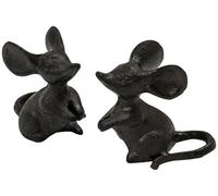Woodside Cast Iron Mouse Sculpture Indoor/outdoor Home/garden Ornaments, 2 Pack