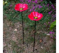Woodside Cast Iron Poppy Flower Dish Bird Feeder (Pack Of 2)