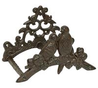 Woodside Cast Iron Wall Mounted Garden Water Hose Reel Holder, Ornate Novelty Hanger Hook, Decorative Antique Bird Design