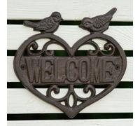 Woodside Decorative Cast Iron Heart Shape Wall Mounted Garden/home Welcome Sign