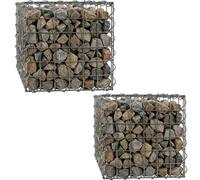 Woodside Gabion Basket Pack Of 2 Heavy Duty Garden Mesh Wire Cages 30 X 30 X 30Cm Galvanised Steel
