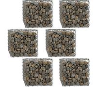 Woodside Gabion Basket Pack Of 6 Heavy Duty Garden Mesh Wire Cages 45 X 45 X 45Cm Galvanised Steel