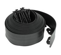 Woodside Garden Lawn Border Edging Flexible 10M X 10Cm Black Plastic Path Edge With Pegs