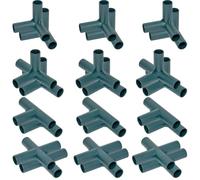 Woodside Greenhouse Frame Connectors, 16mm Heavy Duty Plastic, 24 Pack | Green PP plastic; fits 16mm diameter poles; four connector styles for assembling growhouses, greenhouse frames and supports.