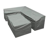 Woodside Grey L Shape Outdoor Dining Waterproof Patio Set Cover Rattan, Large Right Side Long