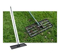 Woodside Heavy Duty Steel Lawn Levelling Rake With 213Cm Handle, Lawn Leveller For Soil, Sand, Seed & Top Dressing - Large