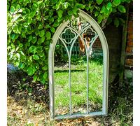 Woodside Holtby XL Decorative Outdoor Garden Arch Mirror, White Rustic Metal, W: 61cm x H: 112cm
