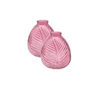 Woodside Home Living Bright Ribbed Glass Medium Ball Vase (Set of 2) - Pink