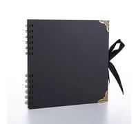 Woodside Home Living Spiral Bound Scrap Book Style Photo Album 20.5 X 20.5Cm - Black