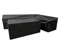 Woodside L Shape Outdoor Garden Corner Sofa & Table Dining Set Cover, Black, 100g/M2, 4