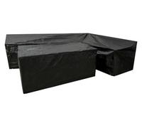 Woodside L Shape Outdoor Garden Corner Sofa & Table Dining Set Cover, Black, Medium Left Side Long