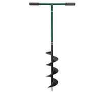 Woodside Manual Post Hole Digger Fence Post Auger Drill | Heavy Duty Steel Earth Auger with Rubber Grip Handles | 15cm Spiral Blade | Manual Ground Drill for Fence Posts, Trees, Decking & Gardening