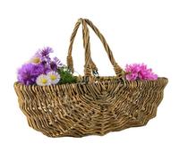 Woodside Natural Willow Garden Trug Basket Harvesting Basket With Folding Handles For Fruit, Vegetables & Garden Tools 45Cm