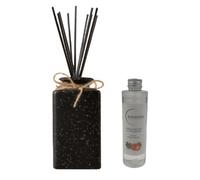 Woodside Pastel Black Square Ceramic Reed Diffuser Vase With Woodside Luxury Refill - Strawberry & Rhubarb