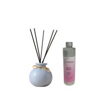 Woodside Pastel Blue Round Ceramic Reed Diffuser Vase With Woodside Luxury Refill - Snow Angel