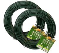 Woodside Plastic Coated Garden Wire, Flexible Twist Tie, 2mm x 120m, 2 Pack | Rust-resistant steel with coating; two 120m rolls, easily cut to size for plant training, cable, household tasks and crafts.