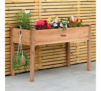 Woodside Raised Wooden Garden Bed Planter for Plants & Vegetables, Outdoor Elevated Herb Box