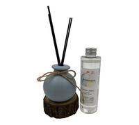 Woodside Round Blue Pastel Ceramic Reed Diffuser Vase With Woodside Luxury Refill - Fresh Linen
