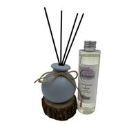 Woodside Round Blue Pastel Ceramic Reed Diffuser Vase With Woodside Luxury Refill - Lavender & Amber
