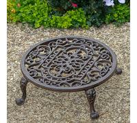 Woodside Round Cast Iron Indoor/Outdoor Plant Pot Stand, Heavy Duty Raised Garden Plant Stand, 11inch, 150kg Max Load