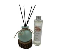 Woodside Round Green Pastel Ceramic Reed Diffuser Vase With Luxury Refill - Pink Grapefruit & Lily
