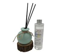 Woodside Round Green Pastel Ceramic Reed Diffuser Vase With Woodside Luxury Refill - Fresh Linen