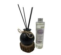 Woodside Round Pastel Black Ceramic Reed Diffuser Vase With Woodside Luxury Refill - Lavender & Amber