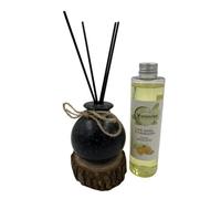 Woodside Round Pastel Black Ceramic Reed Diffuser Vase With Woodside Luxury Refill - Lime Basil & Mandarin
