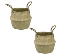 Woodside Seagrass Woven Wicker Storage/laundry Belly Basket, Pack Of 2, Medium