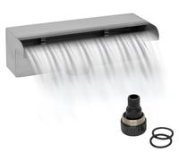 Woodside Stainless Steel Waterfall Fountain, Pond/Pool Rectangular Cascade Water Feature, 30cm
