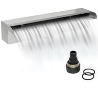 Woodside Stainless Steel Waterfall Fountain, Pond/Pool Rectangular Cascade Water Feature, 45cm