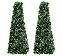 Woodside Topiary Obelisk Leaf Effect, Green 2ft/65cm Indoor/Outdoor Replica Decoration (pack of 2)