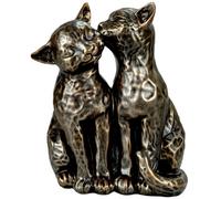 Woodside Two Preening Cats Garden Ornament - Bronze Effect Resin