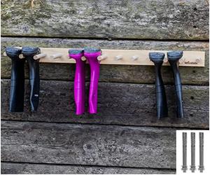 Woodside Wall Mounted Boot Storage Rack, Wooden Wellington & Riding Boot Holder, 6 Pairs