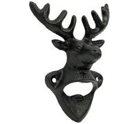 Woodside Wall Mounted Cast Iron Deer Head Bottle Opener, Rustic/antique